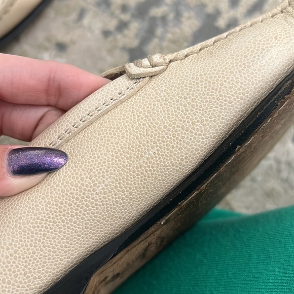 Tod’s beige leather square toed driving loafers size 37.5 - Picture 7 of 8